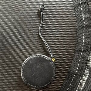 Madewell Small Circular Black Leather Zip Pouch